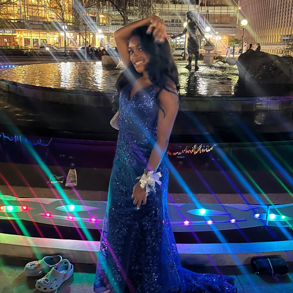 Royal blue sequin maxi dress
